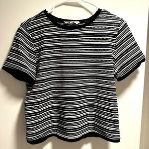BB Dakota black and white knit short sleeve striped shirt, size L